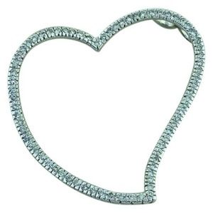 14k W Gold Big Open Heart 1.0 CT Diamond Pendant